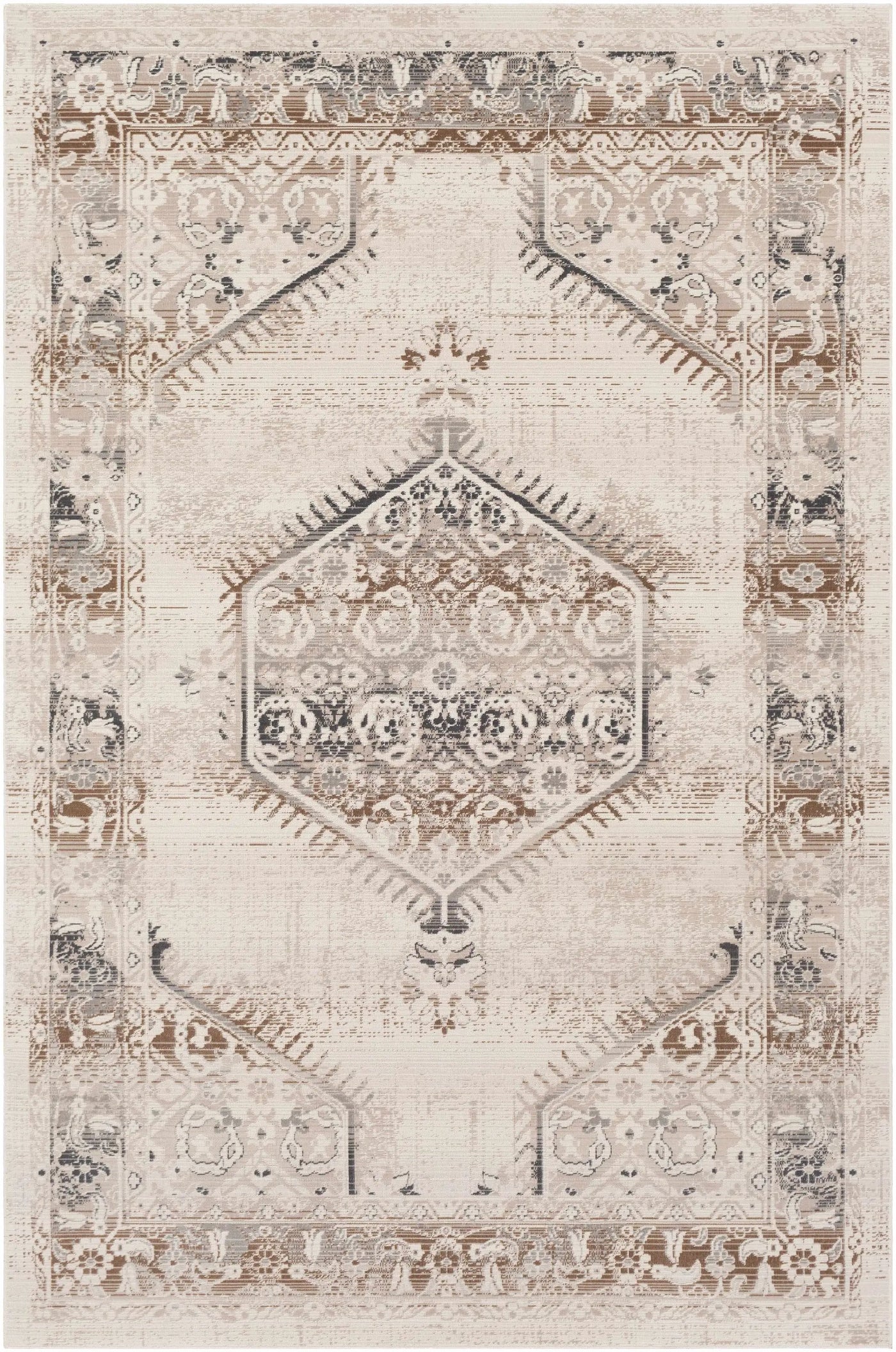 Hainesville White Medallion 10' Runner Rug - Clearance by Boutique Rugs