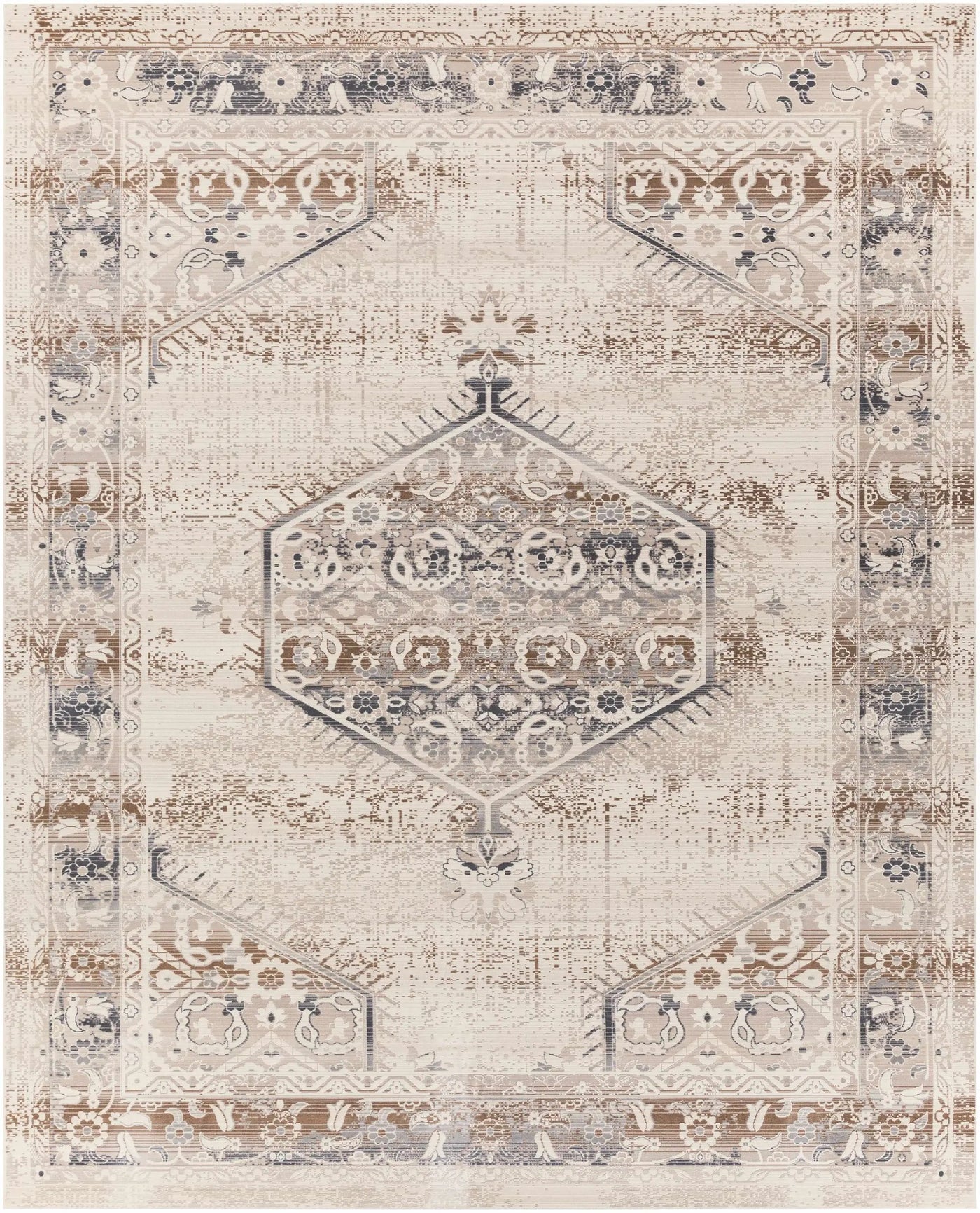 Hainesville White Medallion 10' Runner Rug - Clearance by Boutique Rugs