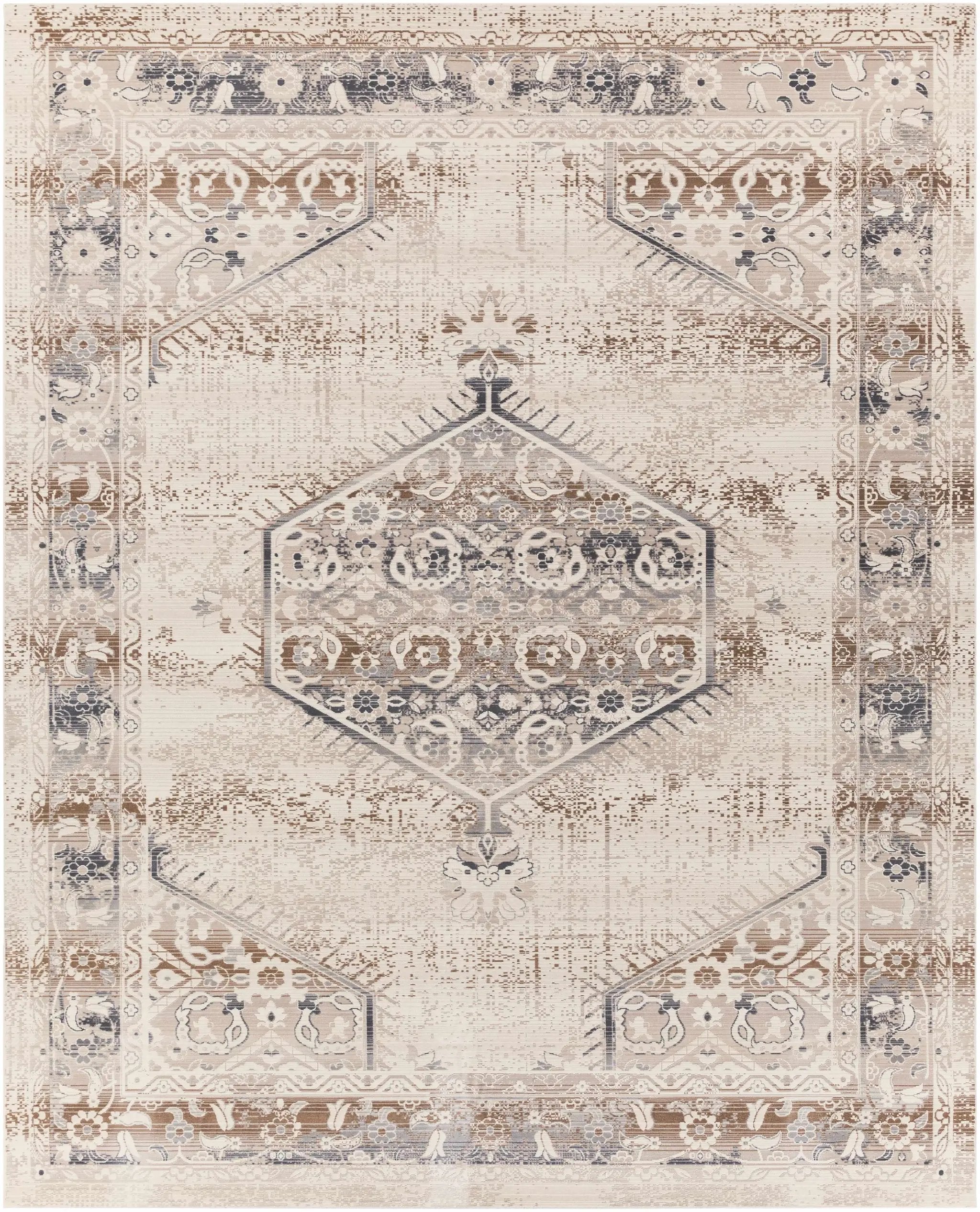 Hainesville White Medallion 10' Runner Rug - Clearance by Boutique Rugs