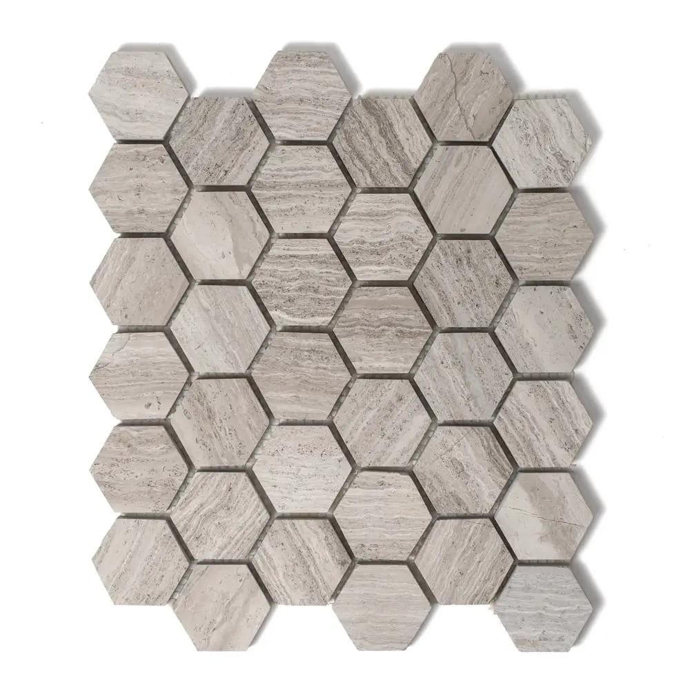 Haisa Light Honed Hexagon Marble Mosaics 12x12 by Stonetiledepot
