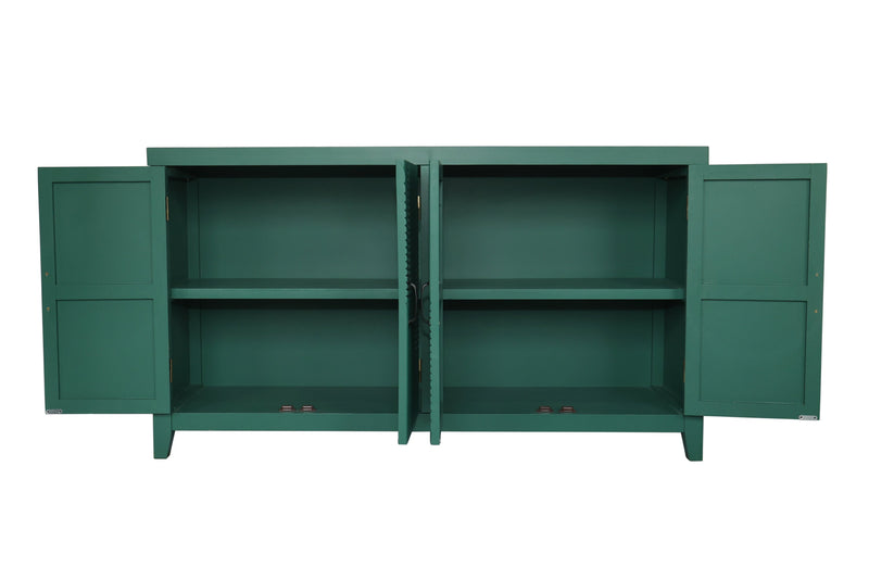 59in Green Accent Cabinet with 4 Doors - Mid Century Modern Buffet - Dark Green, photo 10 of 15