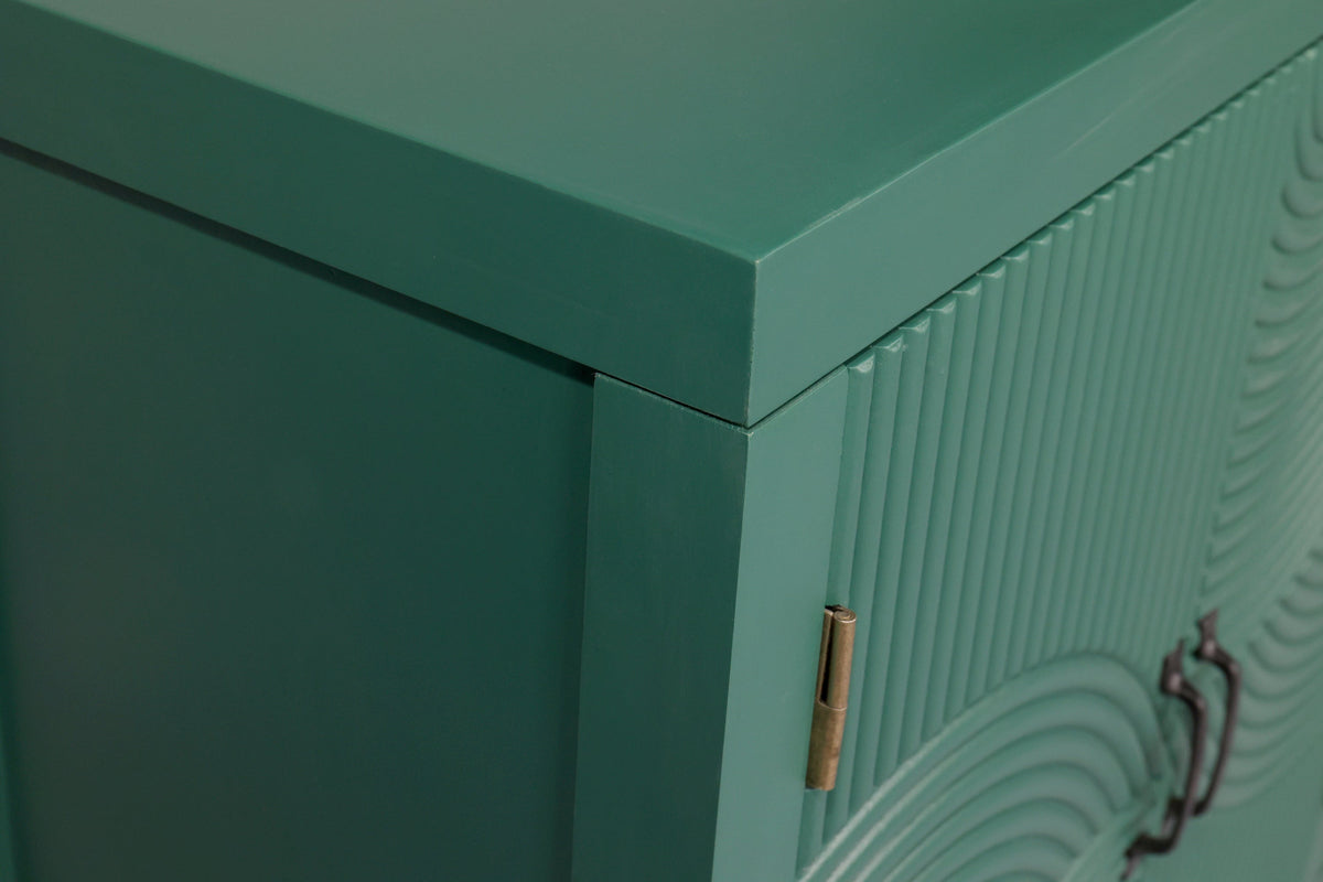 59in Green Accent Cabinet with 4 Doors - Mid Century Modern Buffet - Dark Green, photo 11 of 15