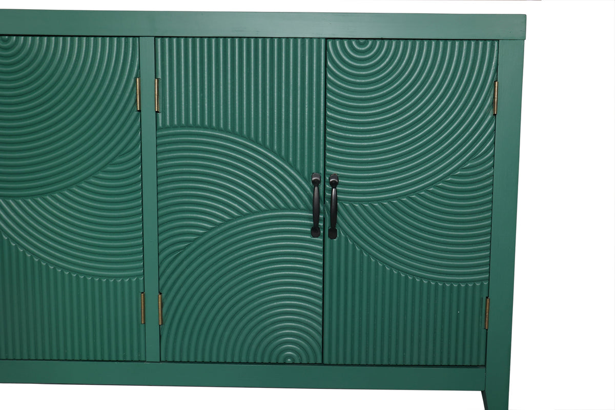 59in Green Accent Cabinet with 4 Doors - Mid Century Modern Buffet - Dark Green, photo 12 of 15