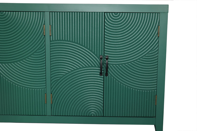 59in Green Accent Cabinet with 4 Doors - Mid Century Modern Buffet - Dark Green, photo 12 of 15