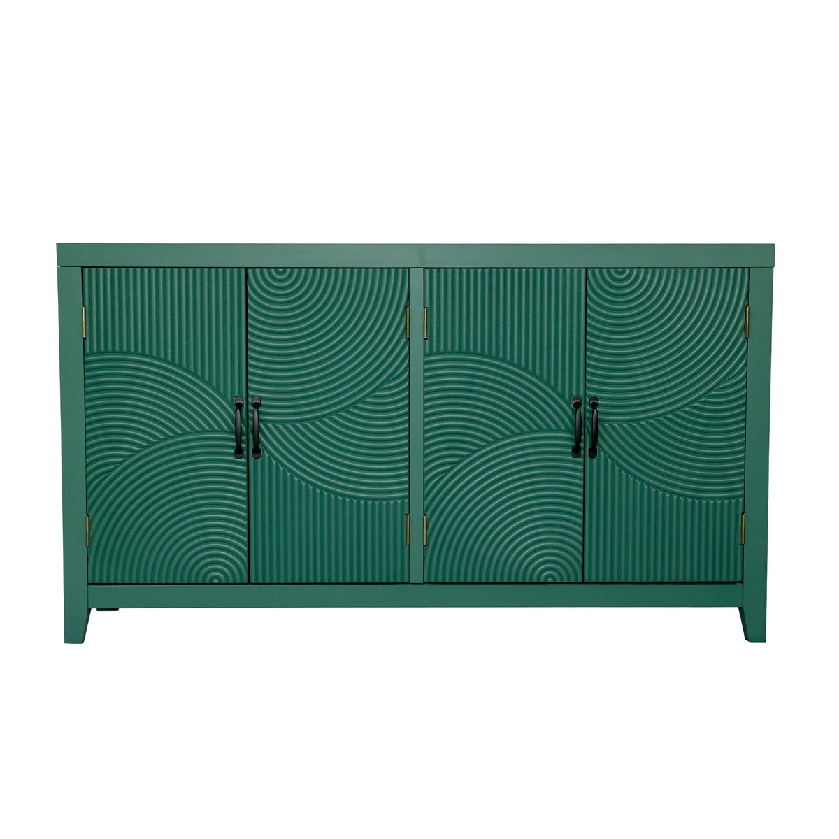 59in Green Accent Cabinet with 4 Doors - Mid Century Modern Buffet - Dark Green, photo 6 of 15