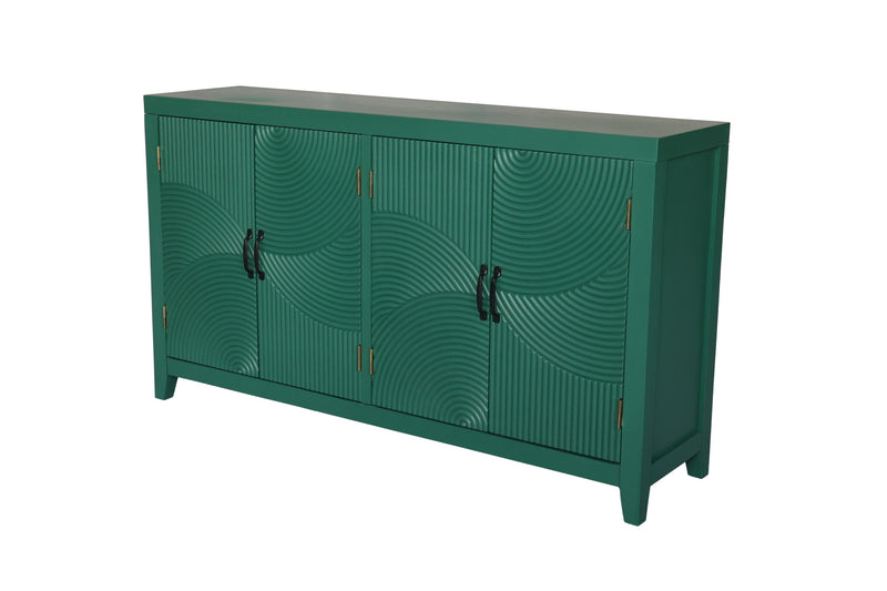59in Green Accent Cabinet with 4 Doors - Mid Century Modern Buffet - Dark Green, photo 8 of 15