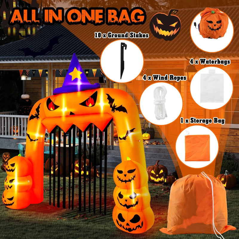 Halloween Inflatable Pumpkin Archway with Stakes and Water Bags by DirectDeals