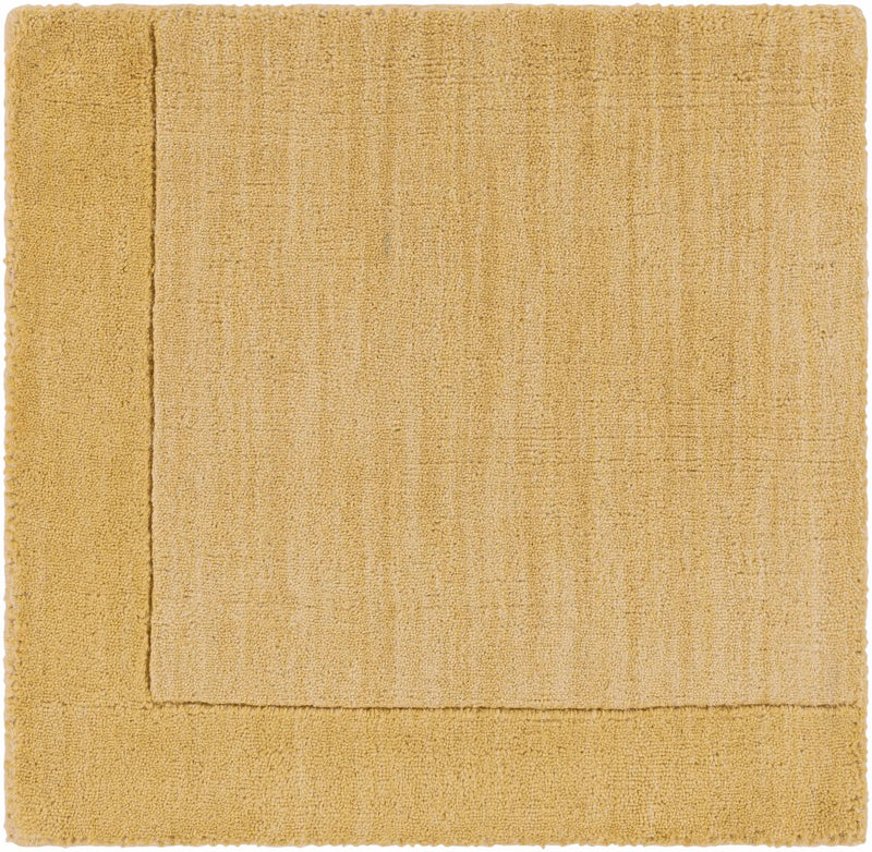 Bordered Solid Camel Yellow Wool Rug by Boutique Rugs