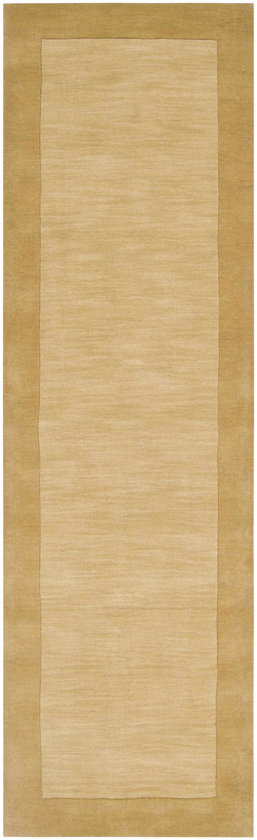 Bordered Solid Camel Yellow Wool Rug by Boutique Rugs