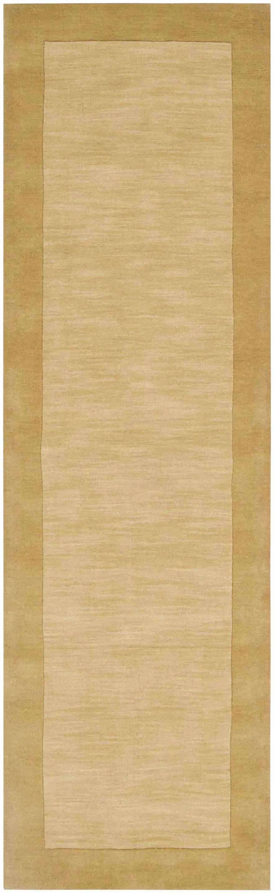 Bordered Solid Camel Yellow Wool Rug by Boutique Rugs