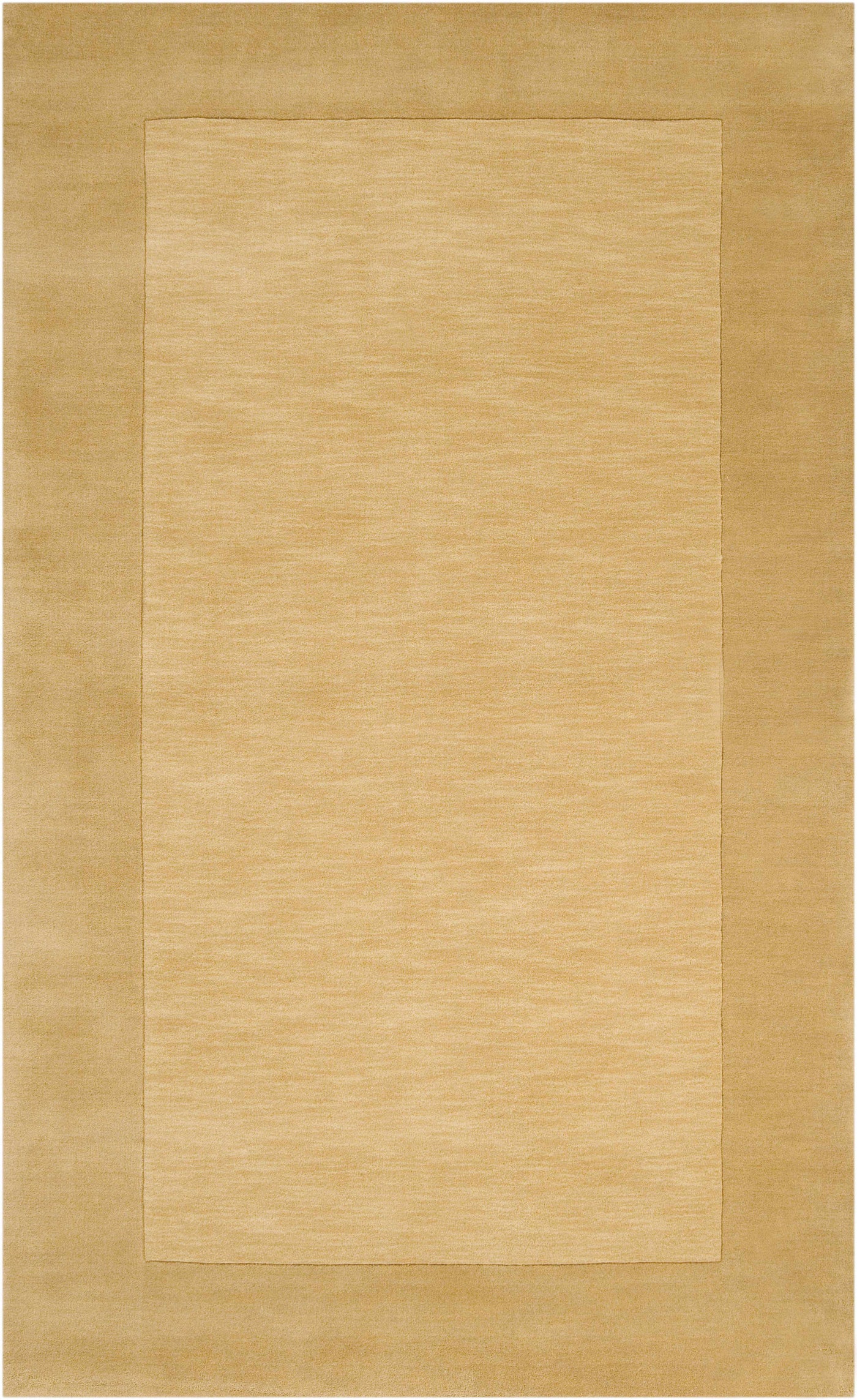 Bordered Solid Camel Yellow Wool Rug by Boutique Rugs
