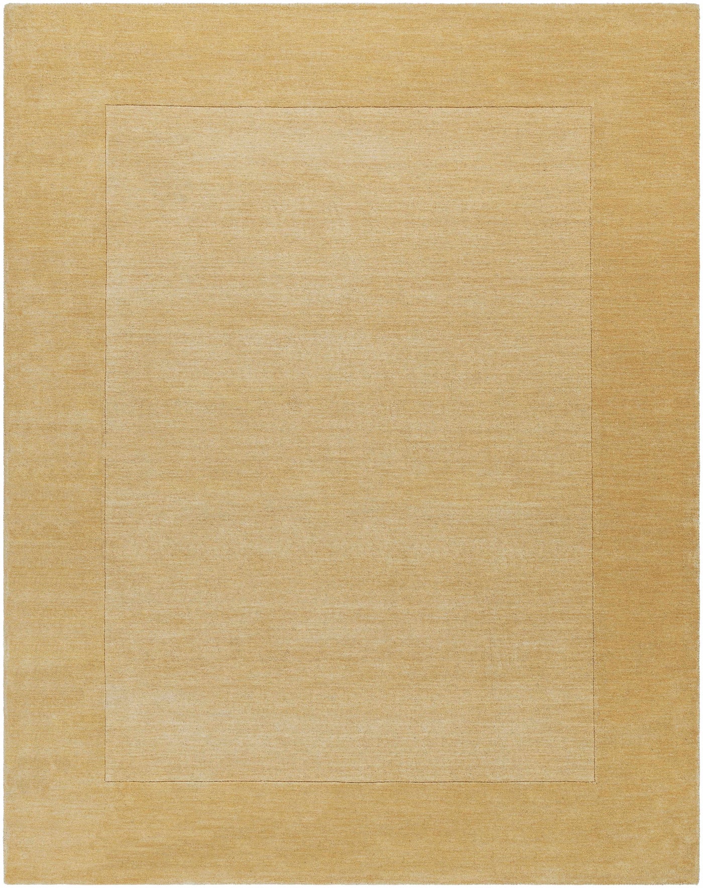 Bordered Solid Camel Yellow Wool Rug by Boutique Rugs