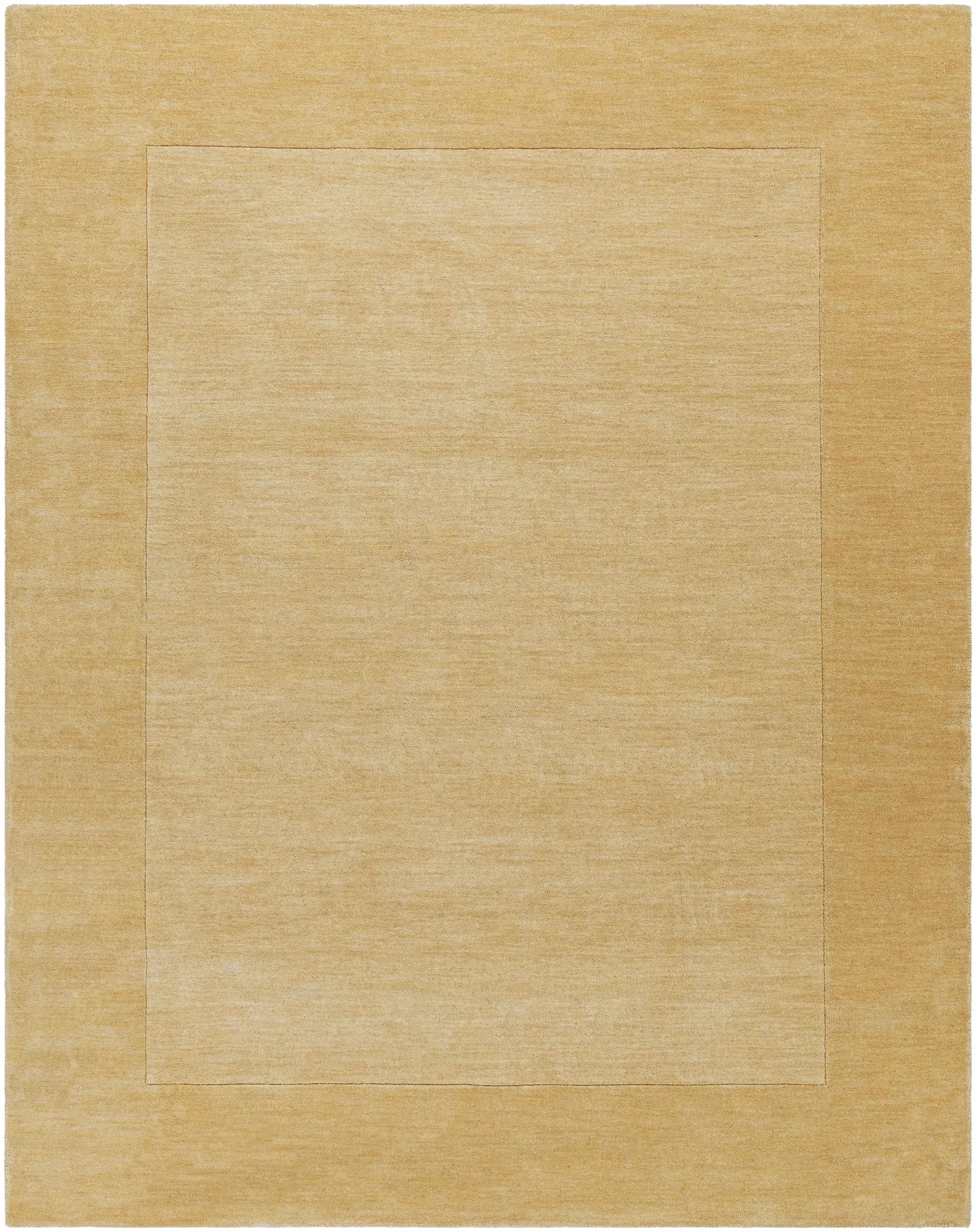 Bordered Solid Camel Yellow Wool Rug by Boutique Rugs