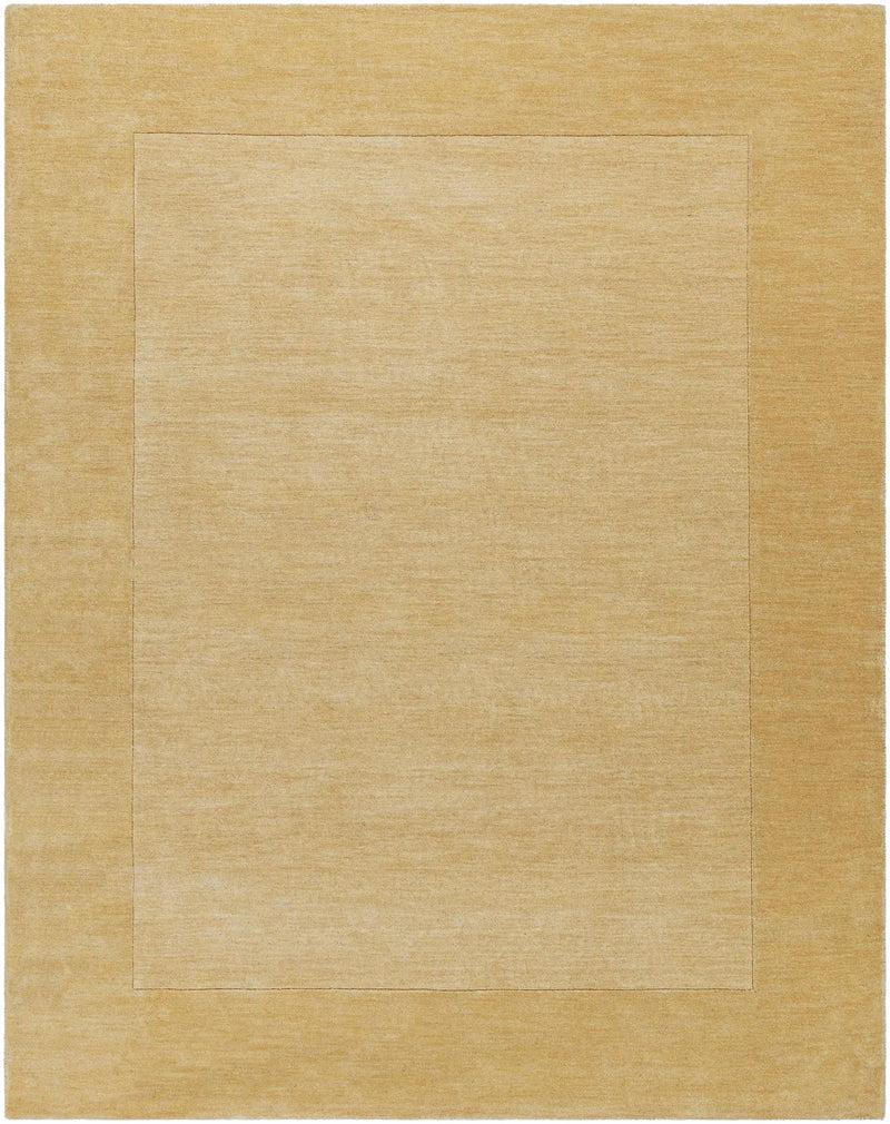 Bordered Solid Camel Yellow Wool Rug by Boutique Rugs
