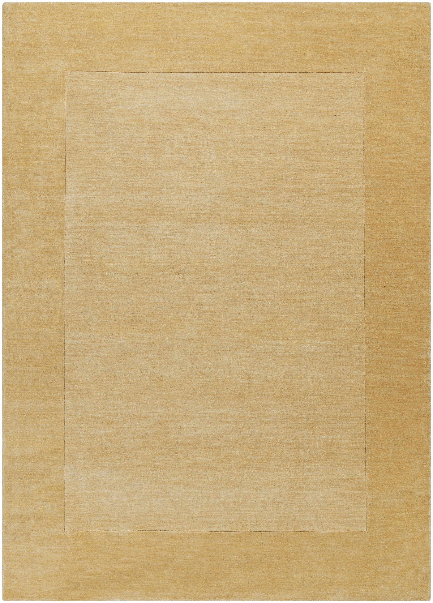 Bordered Solid Camel Yellow Wool Rug by Boutique Rugs