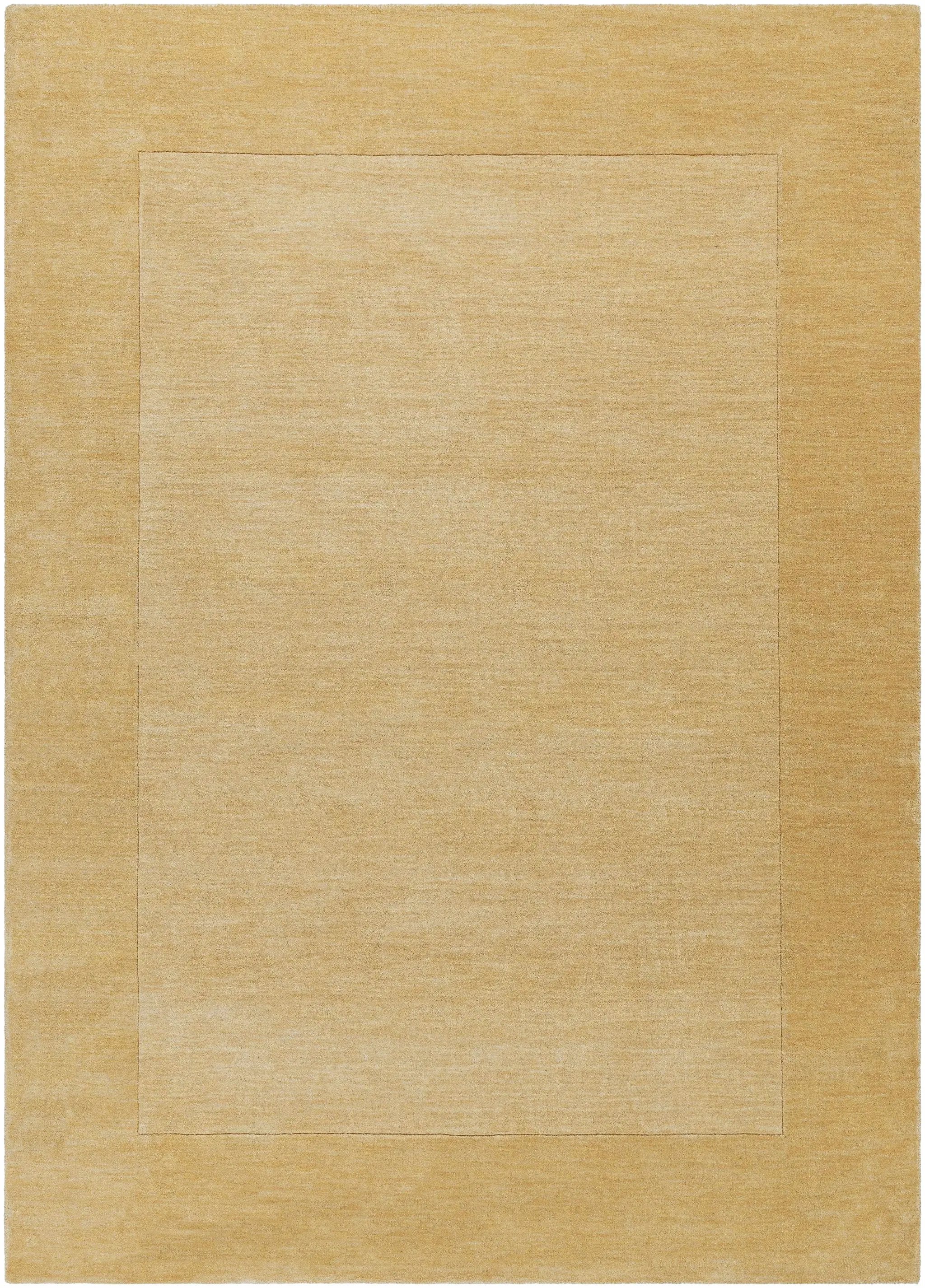 Bordered Solid Camel Yellow Wool Rug by Boutique Rugs