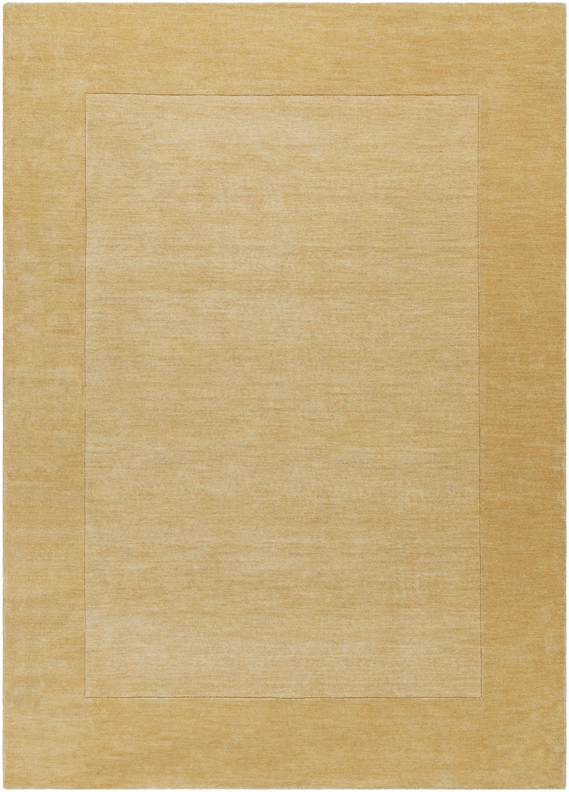 Bordered Solid Camel Yellow Wool Rug by Boutique Rugs