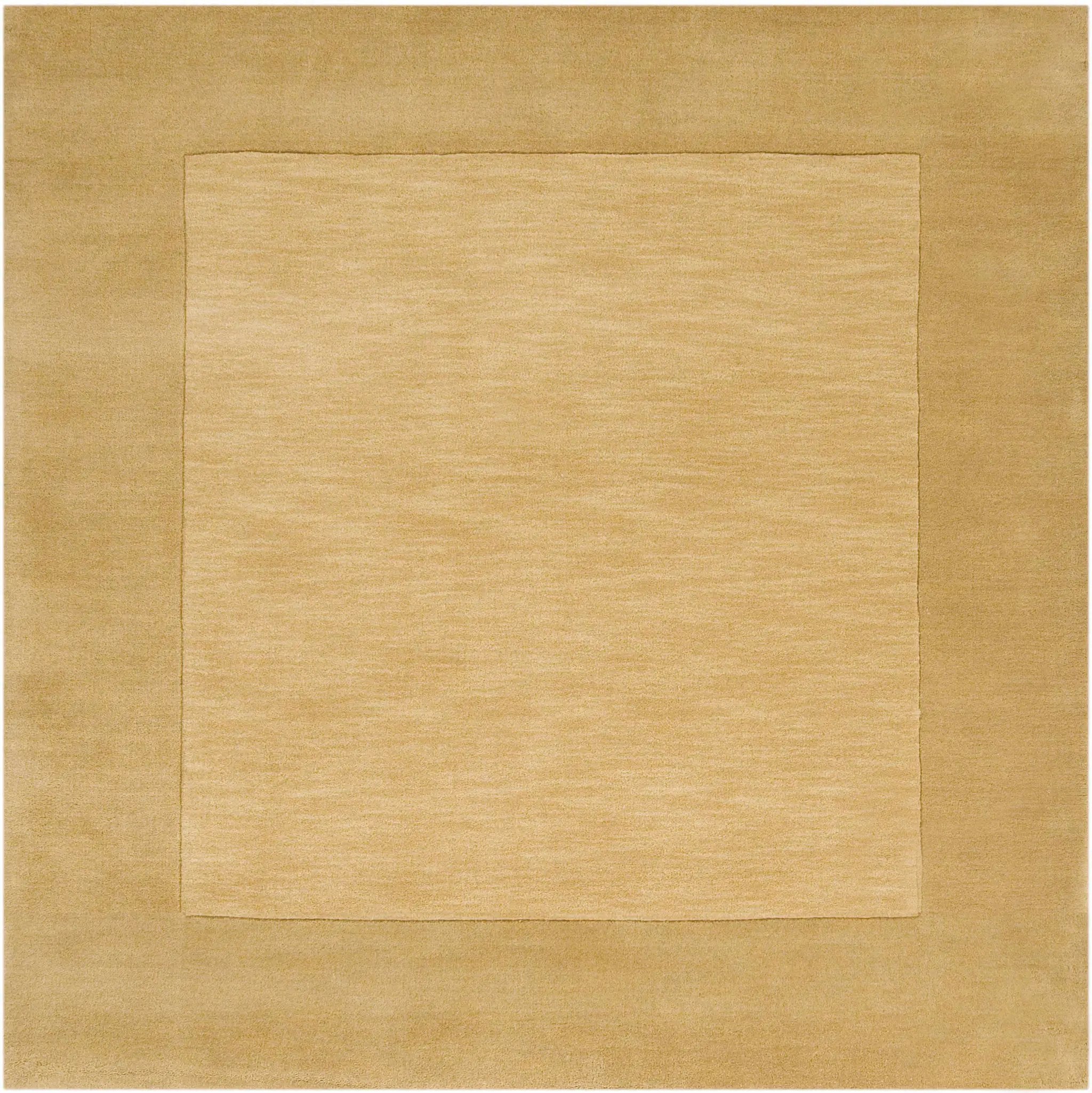 Bordered Solid Camel Yellow Wool Rug by Boutique Rugs