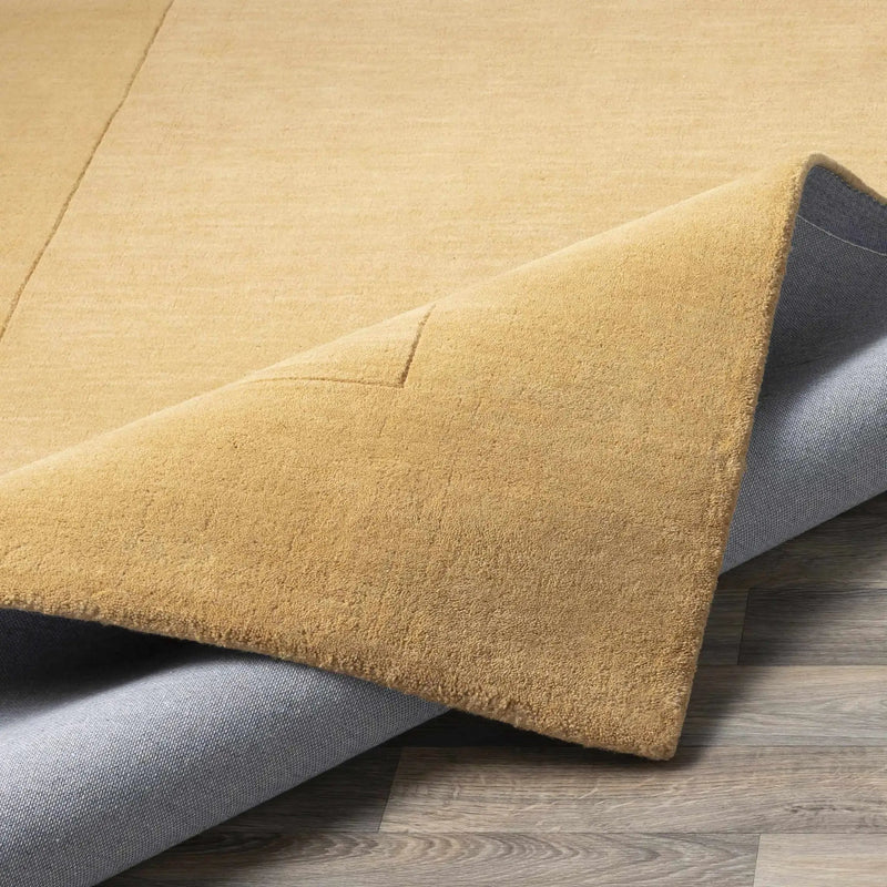 Bordered Solid Camel Yellow Wool Rug by Boutique Rugs