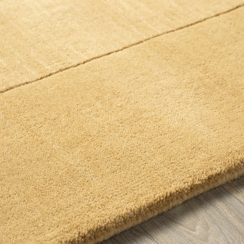 Bordered Solid Camel Yellow Wool Rug by Boutique Rugs