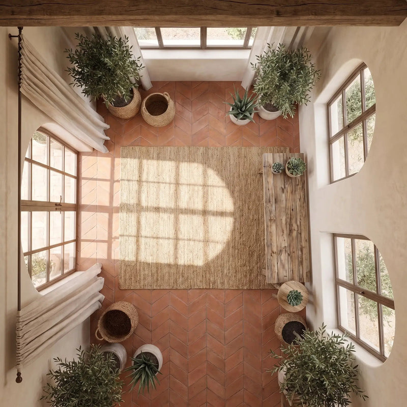 Hand Made Matte Chevron Terracotta Tiles 3x8 by Stonetiledepot