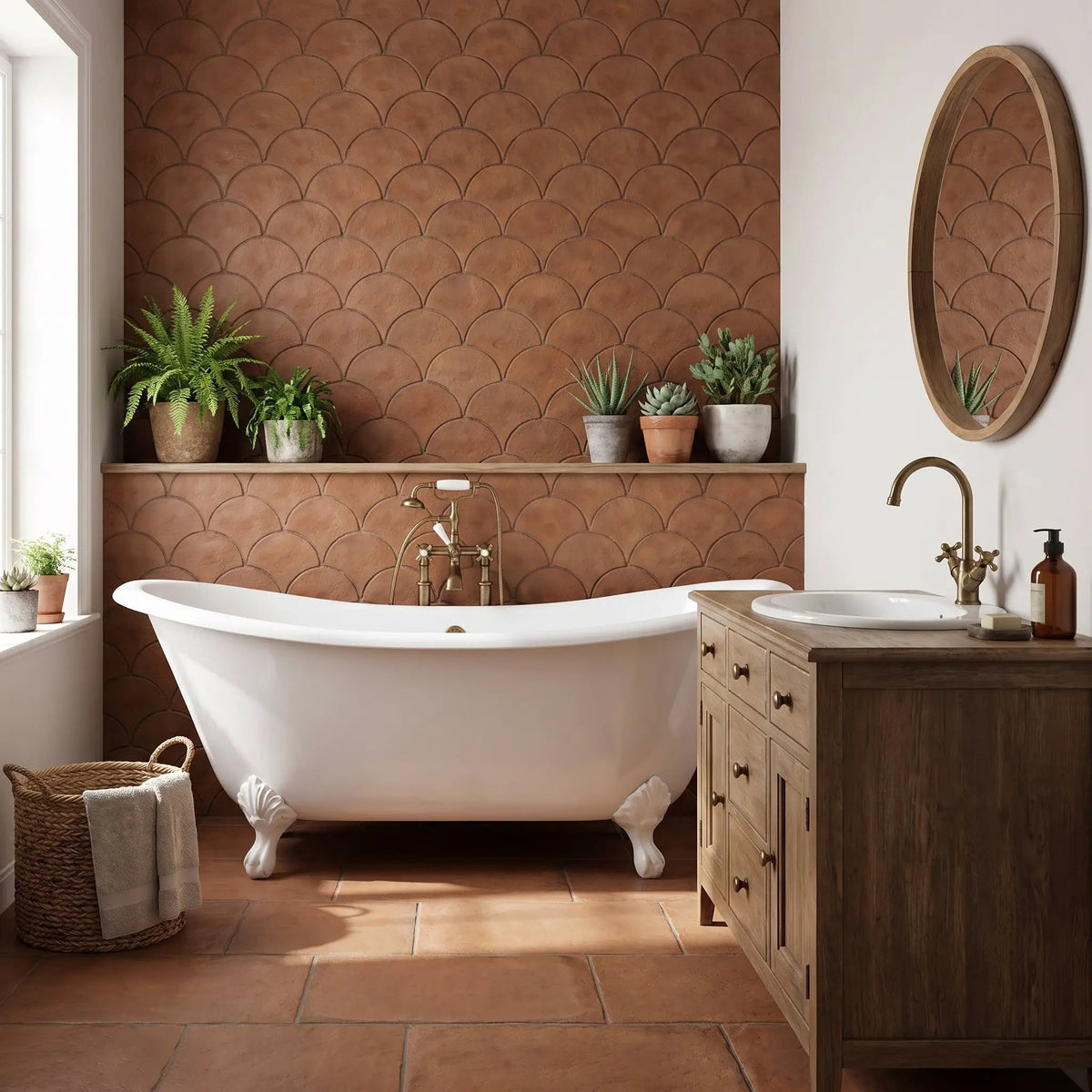 Hand Made Fan Terracotta Tiles 8, photo 3 of 4