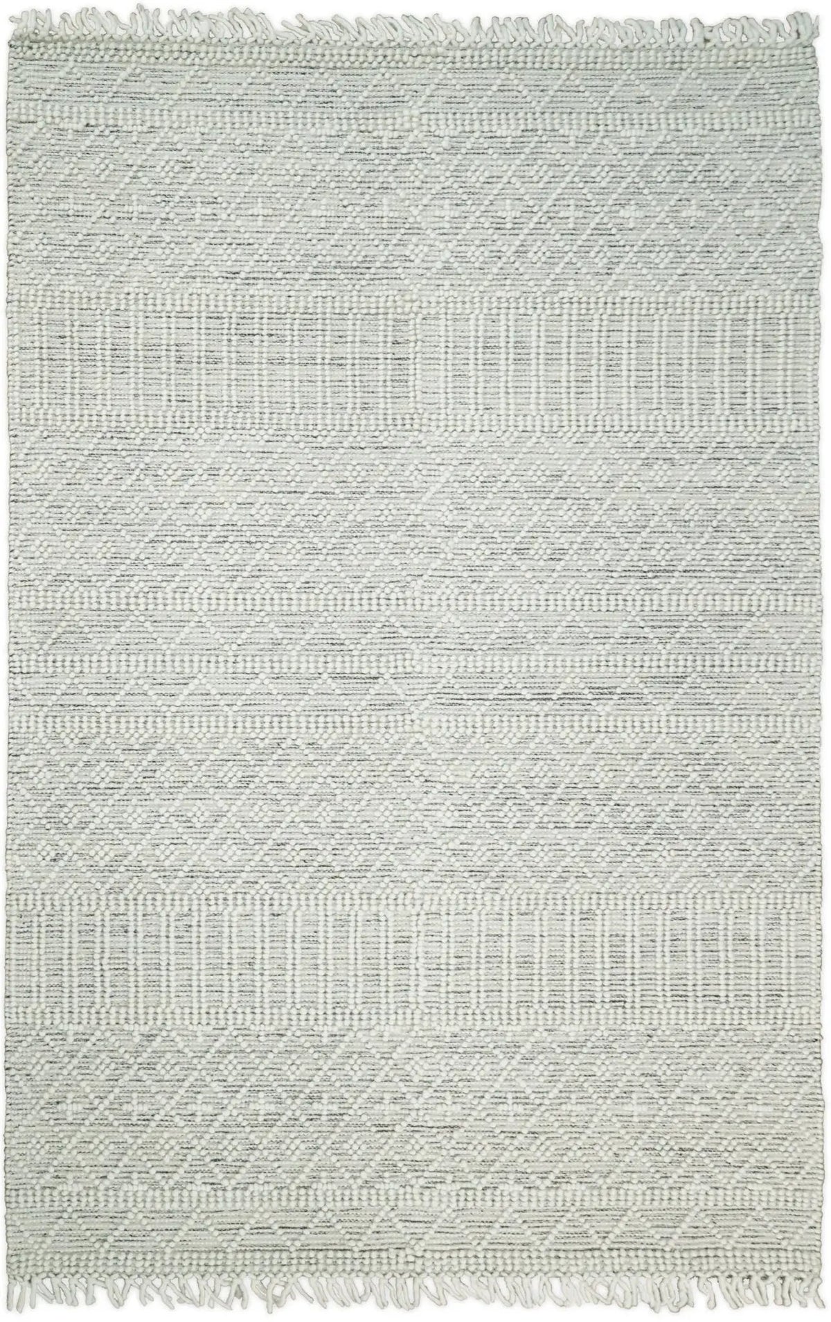Modern Geometrical White Dhurrie Wool Area Rug by The Rug Decor