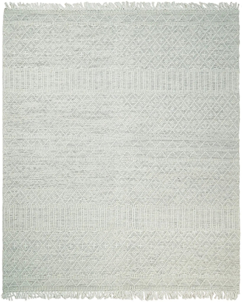 Modern Geometrical White Dhurrie Wool Area Rug by The Rug Decor