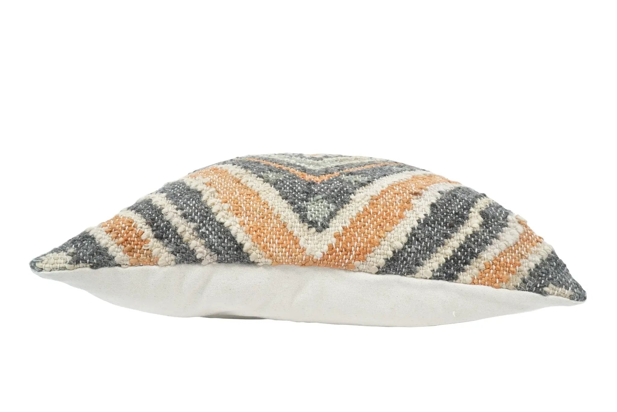 Hand Woven Boho Rust and Charcoal Jute and Wool Tribal Accent Pillow, Cushion | PL11 by The Rug Decor