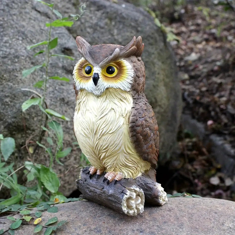 Handcrafted Owl Statue Garden Decor - Rustic Outdoor Sculpture by House Of Avana
