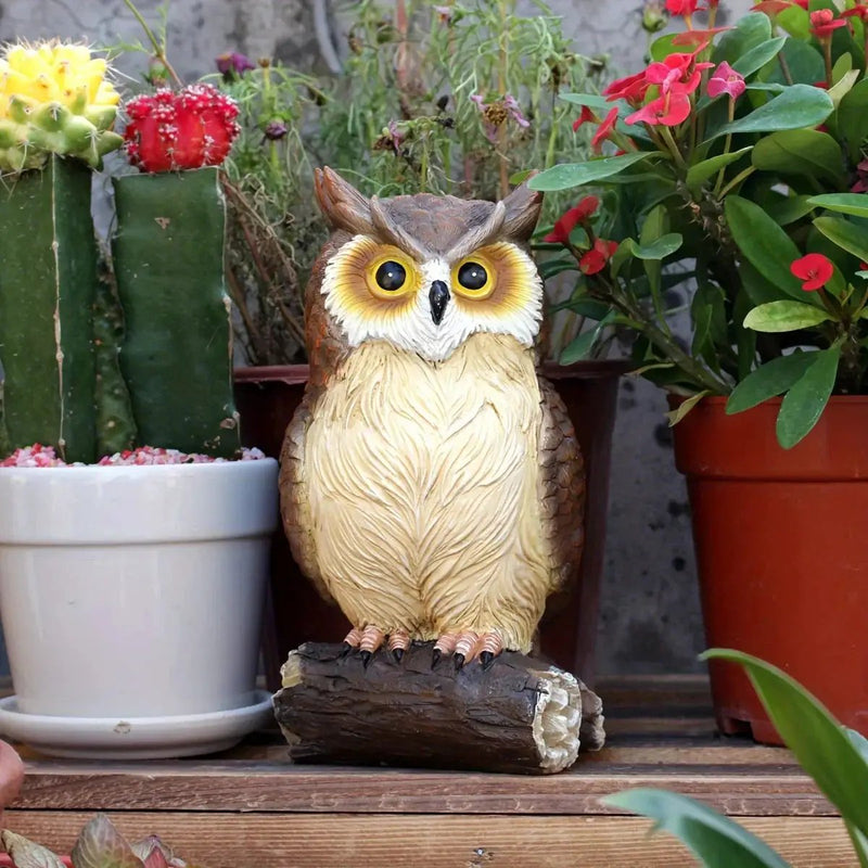 Handcrafted Owl Statue Garden Decor - Rustic Outdoor Sculpture by House Of Avana