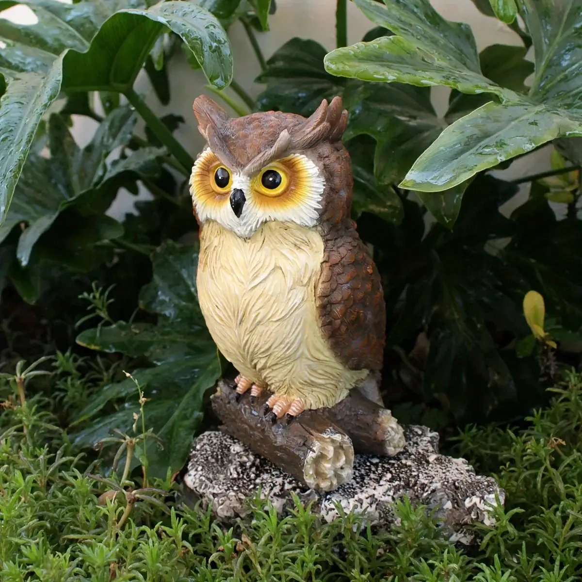 Handcrafted Owl Statue Garden Decor - Rustic Outdoor Sculpture by House Of Avana