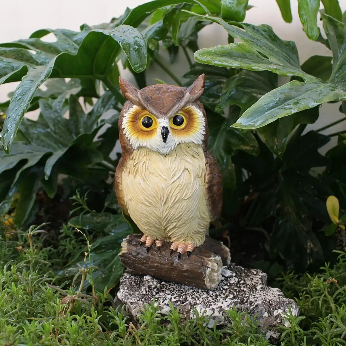 Handcrafted Owl Statue Garden Decor - Rustic Outdoor Sculpture by House Of Avana