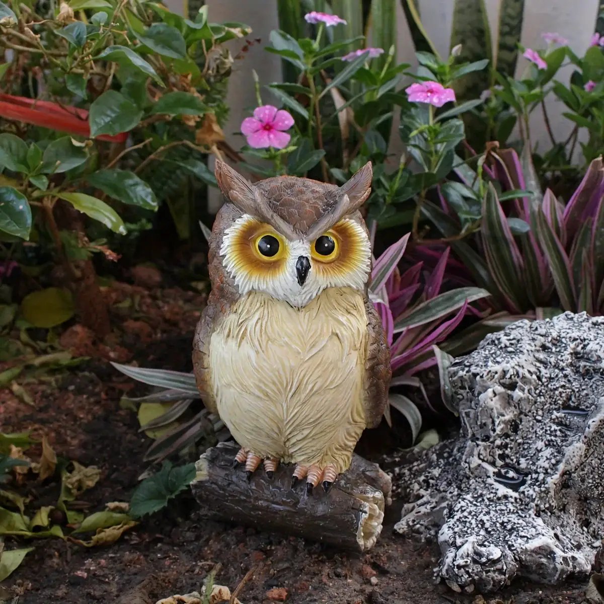 Handcrafted Owl Statue Garden Decor - Rustic Outdoor Sculpture by House Of Avana