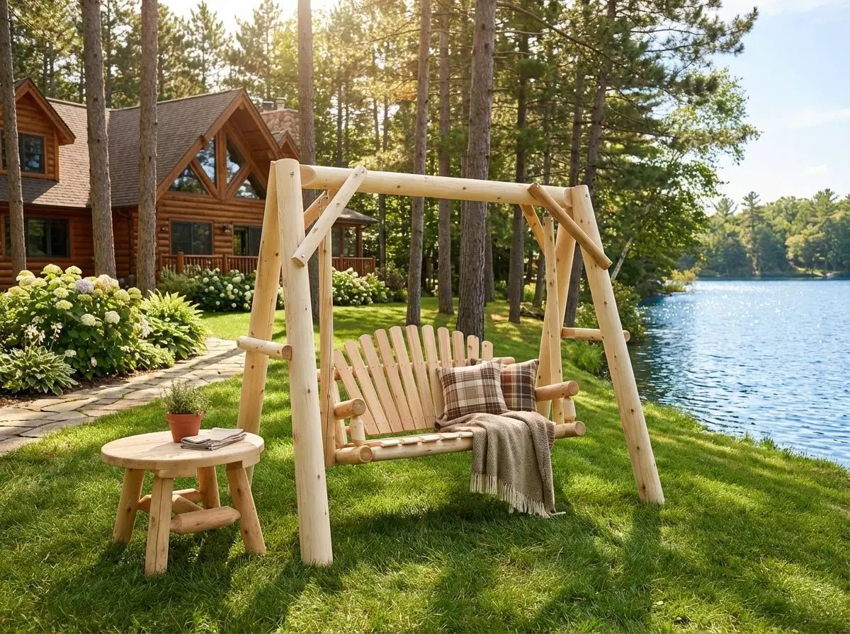 Handcrafted Patio Wooden Swing by Cedar Creek Rustic Furniture