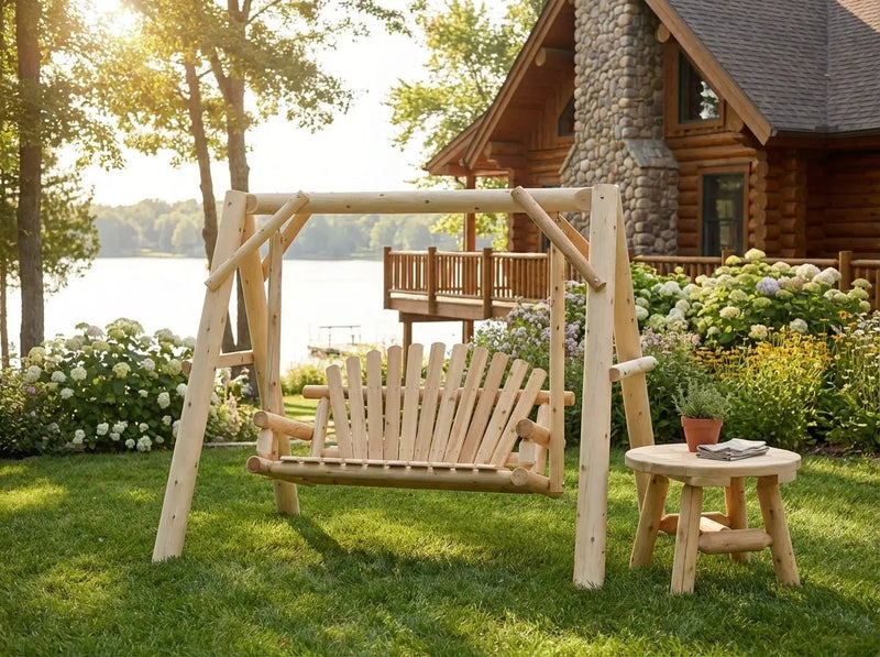 Handcrafted Patio Wooden Swing by Cedar Creek Rustic Furniture