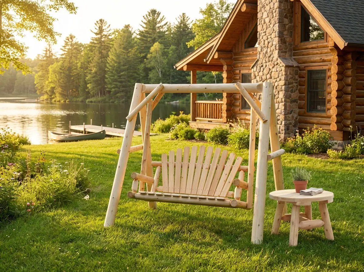 Handcrafted Patio Wooden Swing by Cedar Creek Rustic Furniture