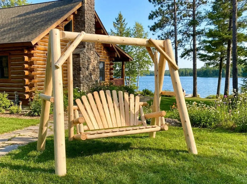 Handcrafted Patio Wooden Swing by Cedar Creek Rustic Furniture