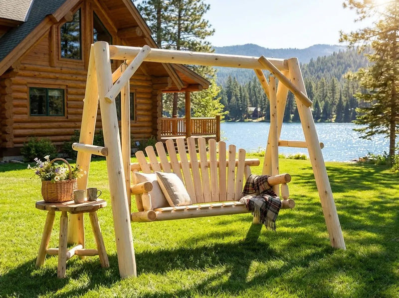 Handcrafted Patio Wooden Swing by Cedar Creek Rustic Furniture