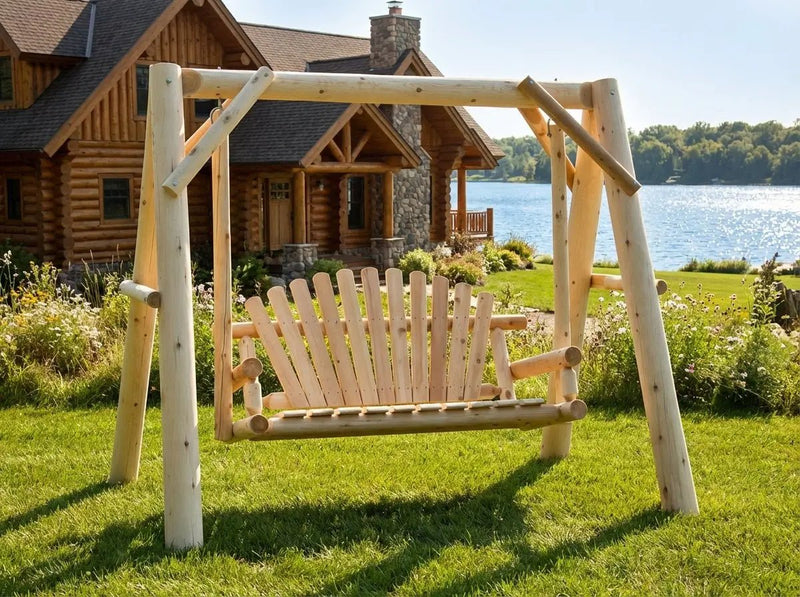 Handcrafted Patio Wooden Swing by Cedar Creek Rustic Furniture