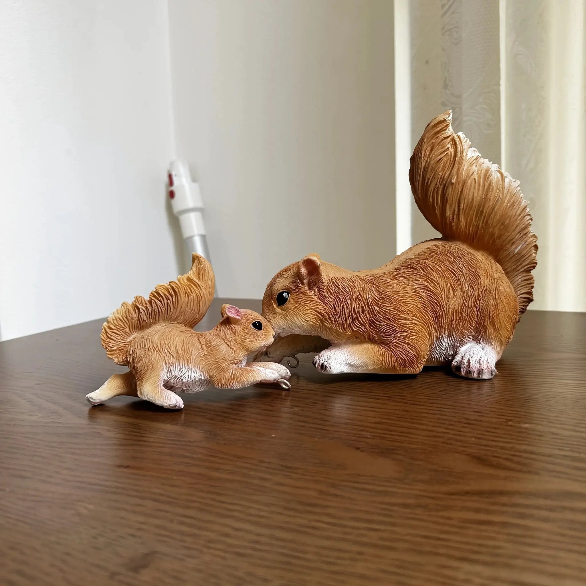 Handcrafted Realistic Mother and Baby Squirrel Climbing Garden Statue by House Of Avana