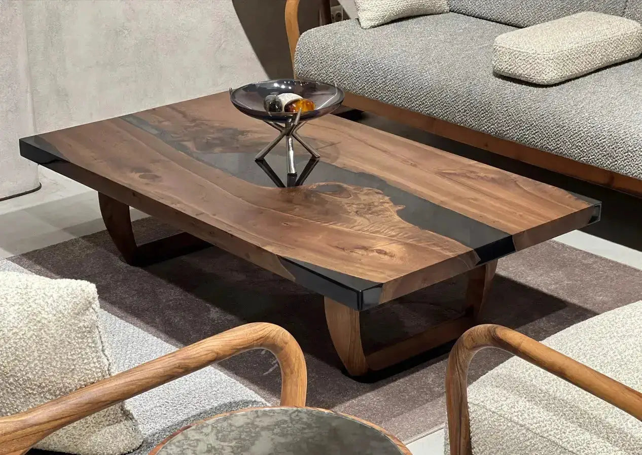 Resin Coffee Table With Walnut Legs by Gizz