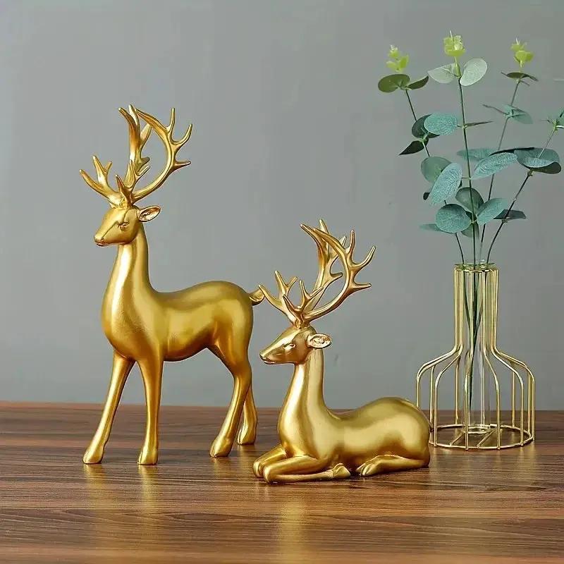 Handmade Ceramic Deer Figurines for Christmas Home Decor by House Of Avana