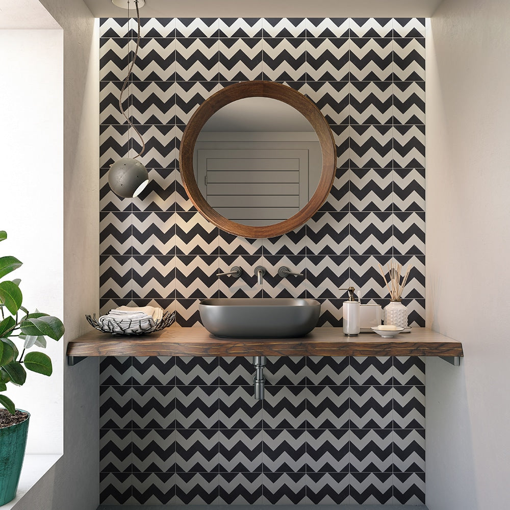 Handmade Chevron Honed Cement Tiles 8x8 Cement Honed 8x8 Tiles — 2