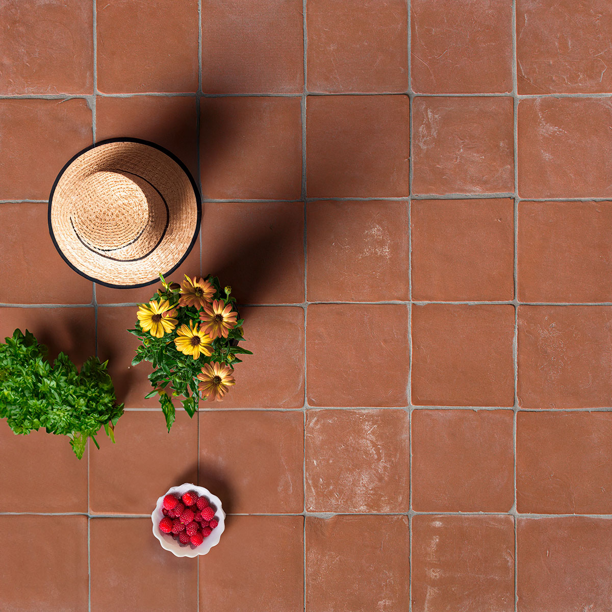 Handmade Cotto Dark Natural Terracotta Tiles 6x6 Terracotta Natural 6x6 Tiles — 2