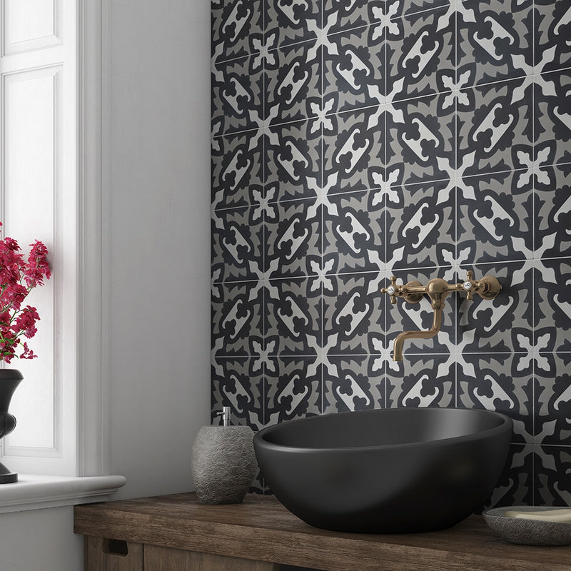 Handmade Ornament Honed Cement Tiles 8x8 Cement Honed 8x8 Tiles — 2