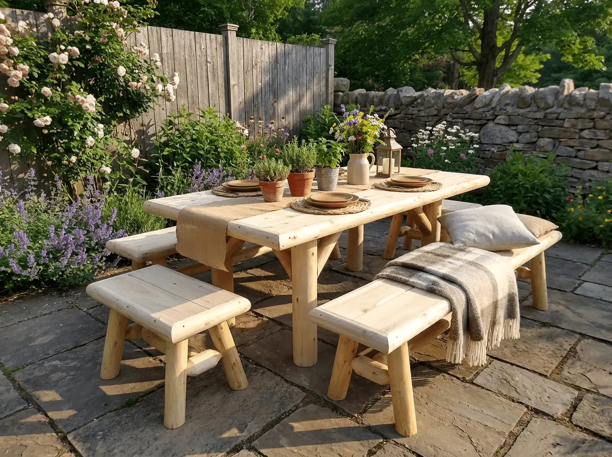 Handmade Rustic Outdoor Picnic Table by Cedar Creek Rustic Furniture