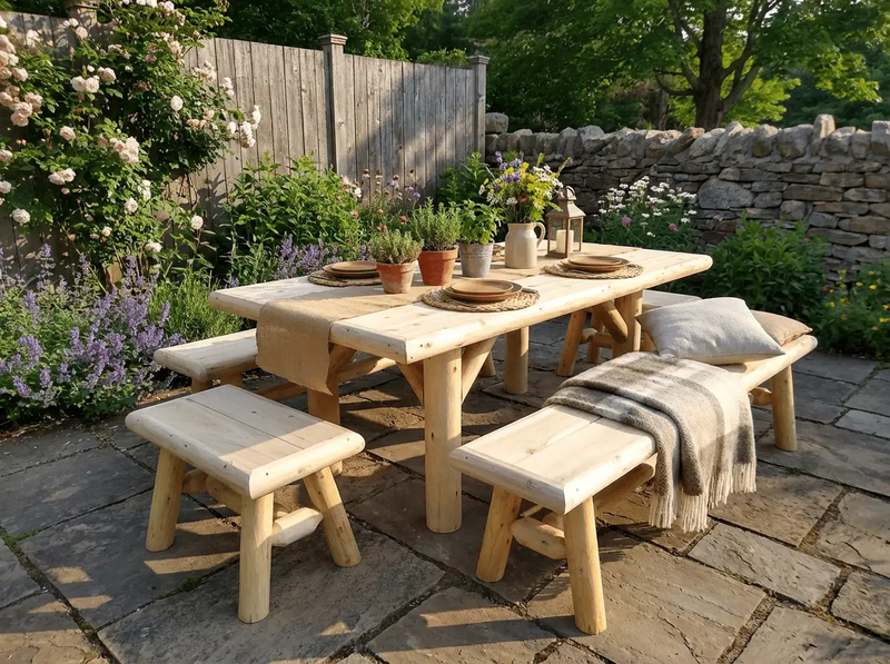 Handmade Rustic Outdoor Picnic Table by Cedar Creek Rustic Furniture