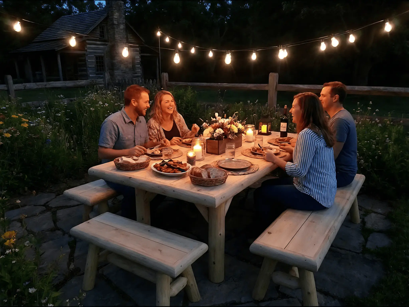 Handmade Rustic Outdoor Picnic Table by Cedar Creek Rustic Furniture