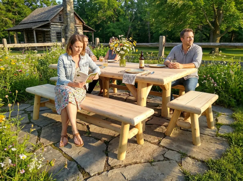 Handmade Rustic Outdoor Picnic Table by Cedar Creek Rustic Furniture